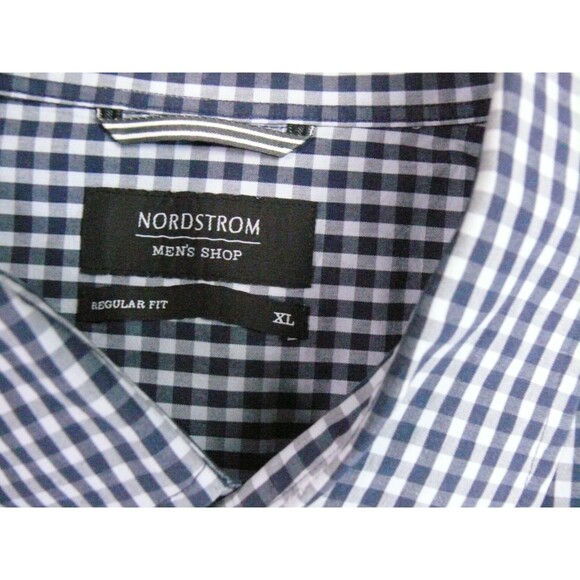 Nordstrom‎ Shirt Mens XL Regular Fit Blue White Check - Picture 5 of 9